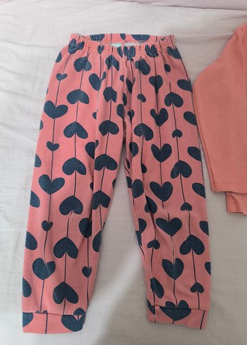 Kız Çocuk Pamuklu Pembe Desenli Pijama Takımı - Görsel 4