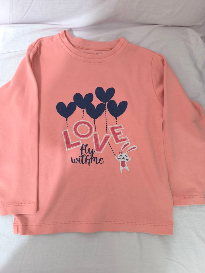 Kız Çocuk Pamuklu Pembe Desenli Pijama Takımı - Görsel 2