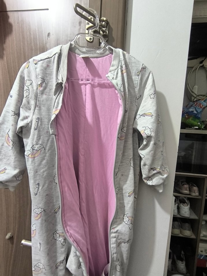 Kız Çocuk Gri Uzun Kollu fermuarlı uykui Tulumu - Görsel 2