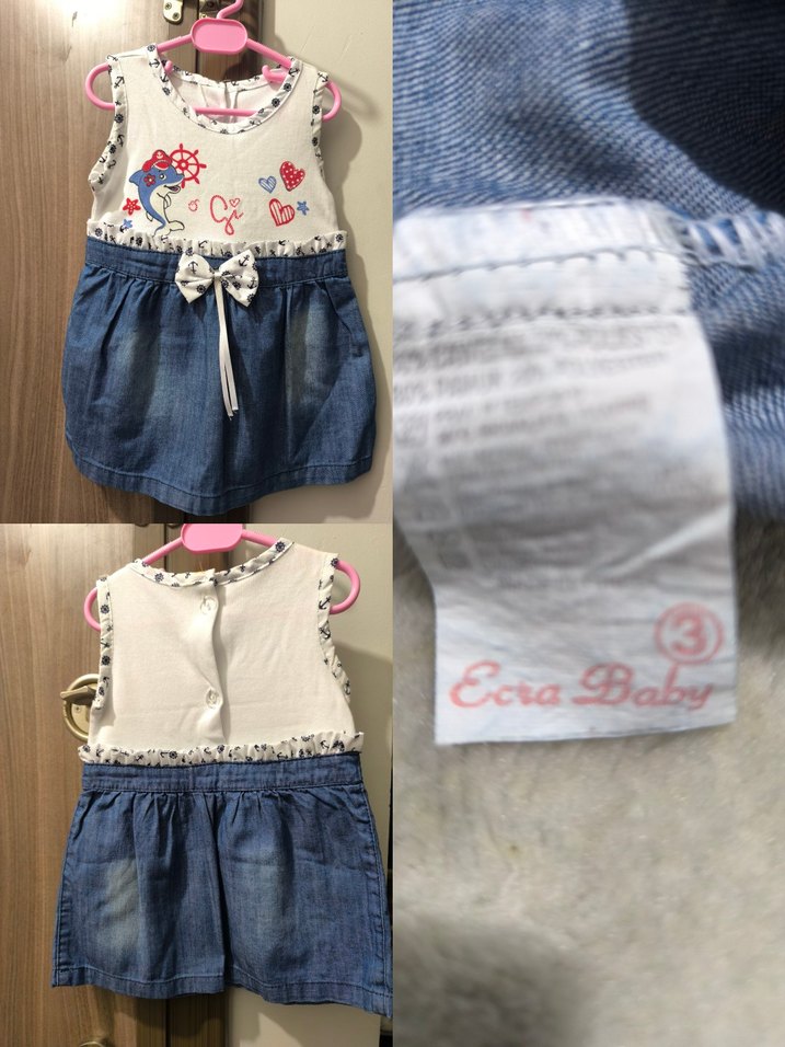 kot  Etekli Renkli Baskılı Kız Elbise - Görsel 3