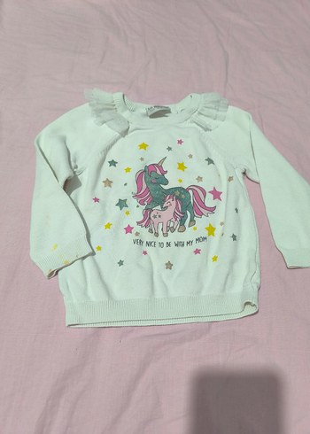 Beyaz Baskılı Kız Sweatshirt