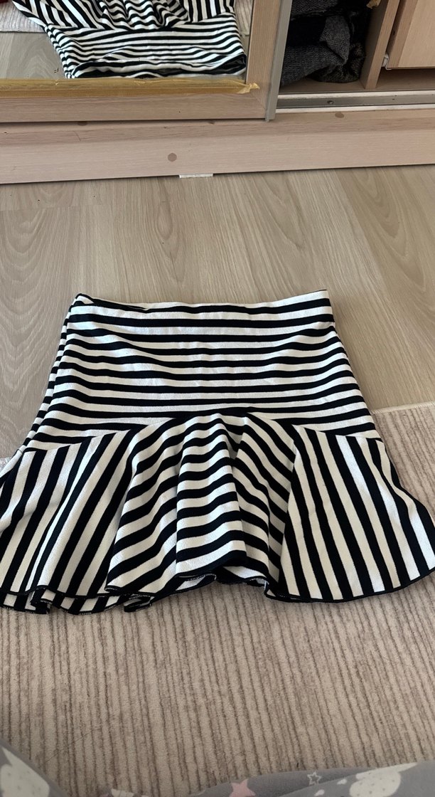 Zara Çizgili Midi Hamile Eteği - Görsel 3