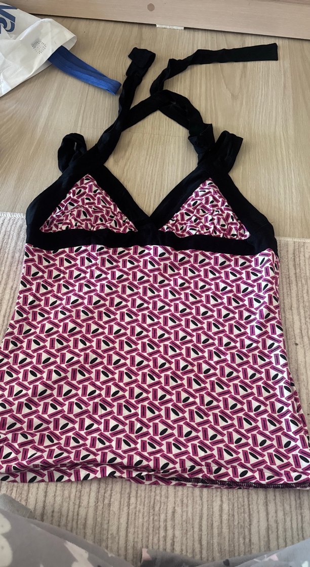 Fermuarlı Pembe Desenli Mini Bohem Mayo - Görsel 2