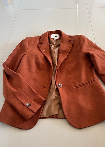 Düğmeli Kahverengi Kadın Blazer Ceket - Görsel 2