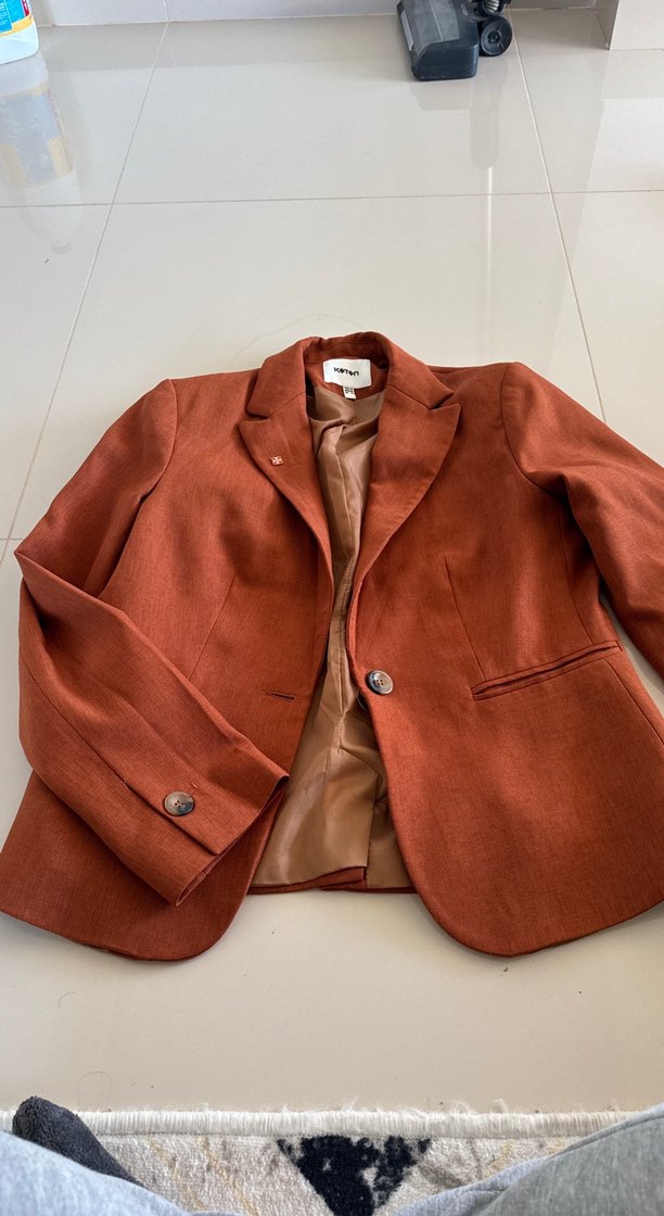 Düğmeli Kahverengi Kadın Blazer Ceket - Görsel 2