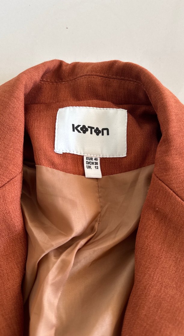 Düğmeli Kahverengi Kadın Blazer Ceket - Görsel 3