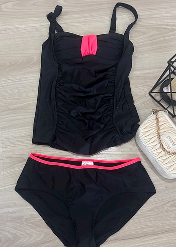 Pembe Detaylı Siyah Mini Mayo - Görsel 2