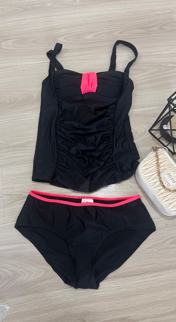 Pembe Detaylı Siyah Mini Mayo - Görsel 2