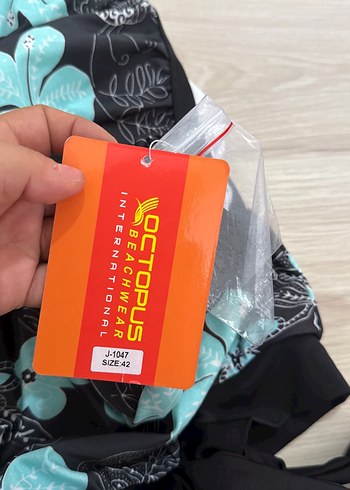 Bohem Tarzlı Mavi Çiçek Desenli Kemerli Mini Mayo - Görsel 4