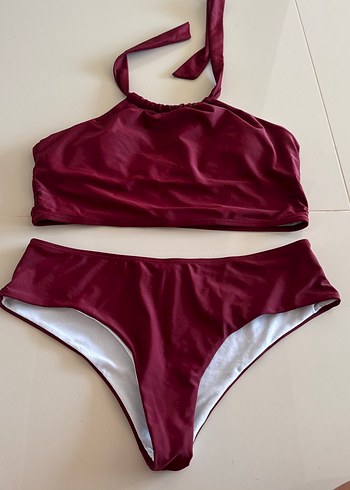 Bordo İp Askılı Midi Bikini