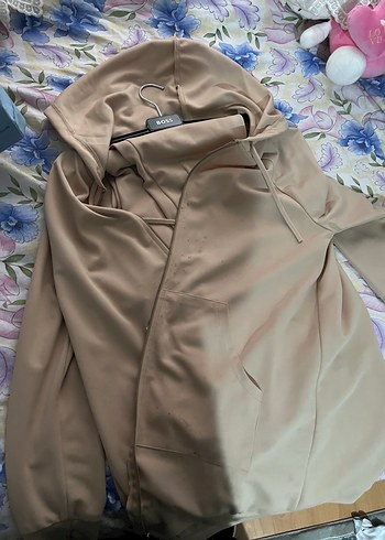 Kadın Bej V Yakalı Uzun Kollu Sweatshirt - Görsel 3