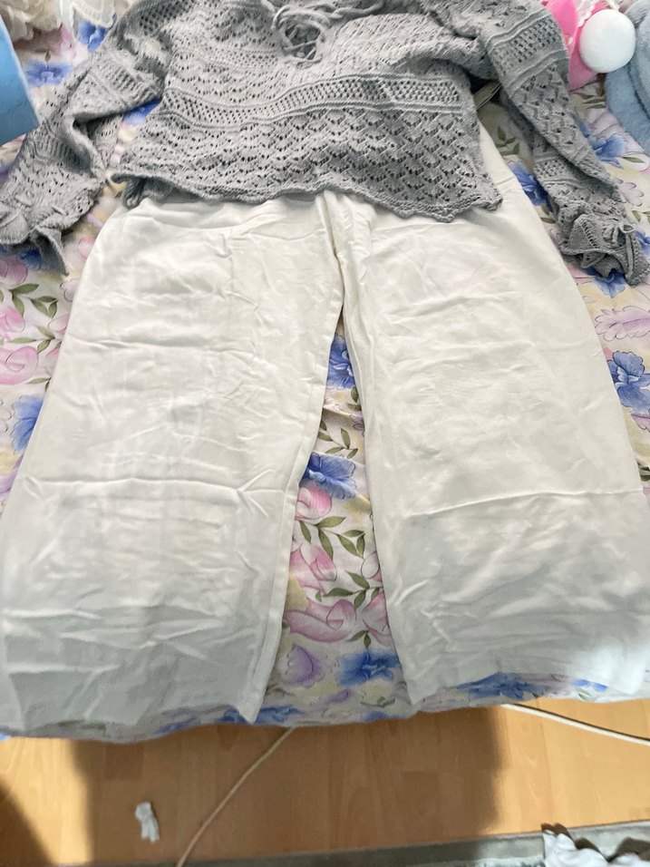 Beyaz Rahat Kesim Keten Pantolon - Görsel 3