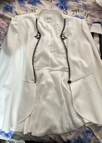 Beyaz Drapeli Kadın Uzun Etek - Görsel 5