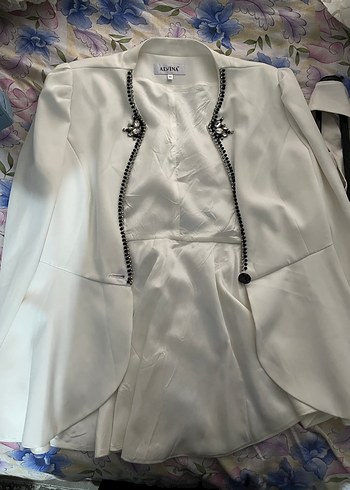 Beyaz Drapeli Kadın Uzun Etek - Görsel 6