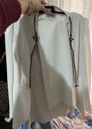 Beyaz Drapeli Kadın Uzun Etek - Görsel 8