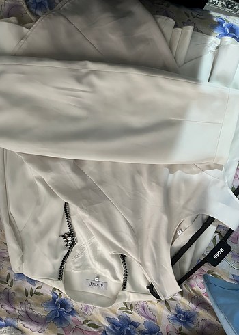 Beyaz Drapeli Kadın Uzun Etek - Görsel 7