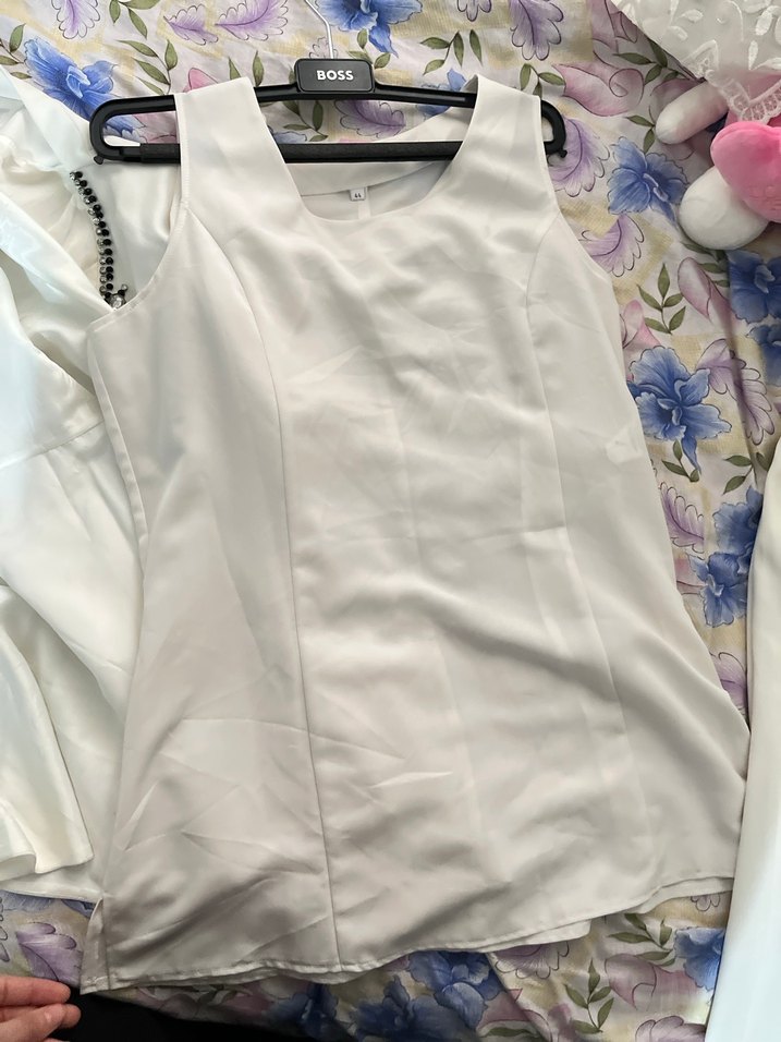 Beyaz Drapeli Kadın Uzun Etek - Görsel 4