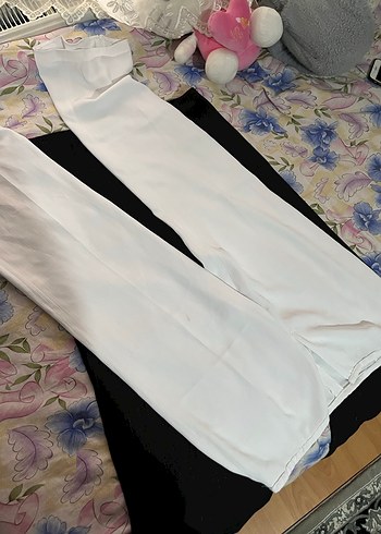 Kadın Siyah ve beyaz simli Uzun Kumaş Pantolon - Görsel 3