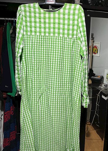 Yeşil Pileli Bohem elbise - Görsel 2