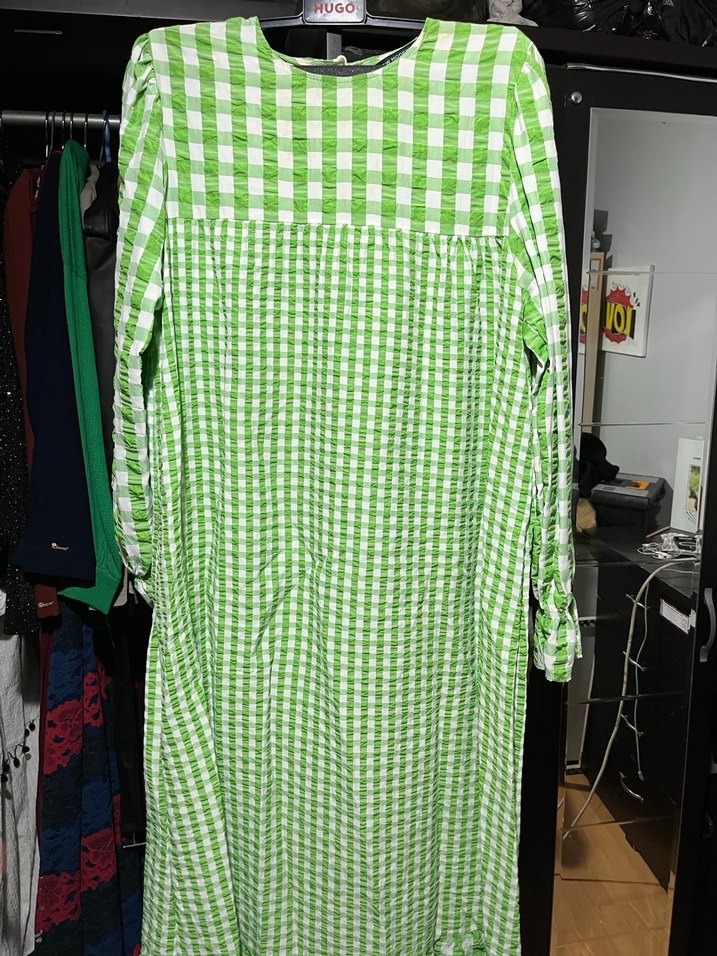 Yeşil Pileli Bohem elbise - Görsel 2