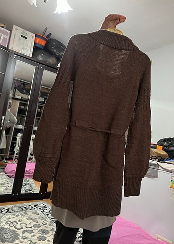 Bohem Tarz Kahverengi Örgü Kadın Kazak - Görsel 3