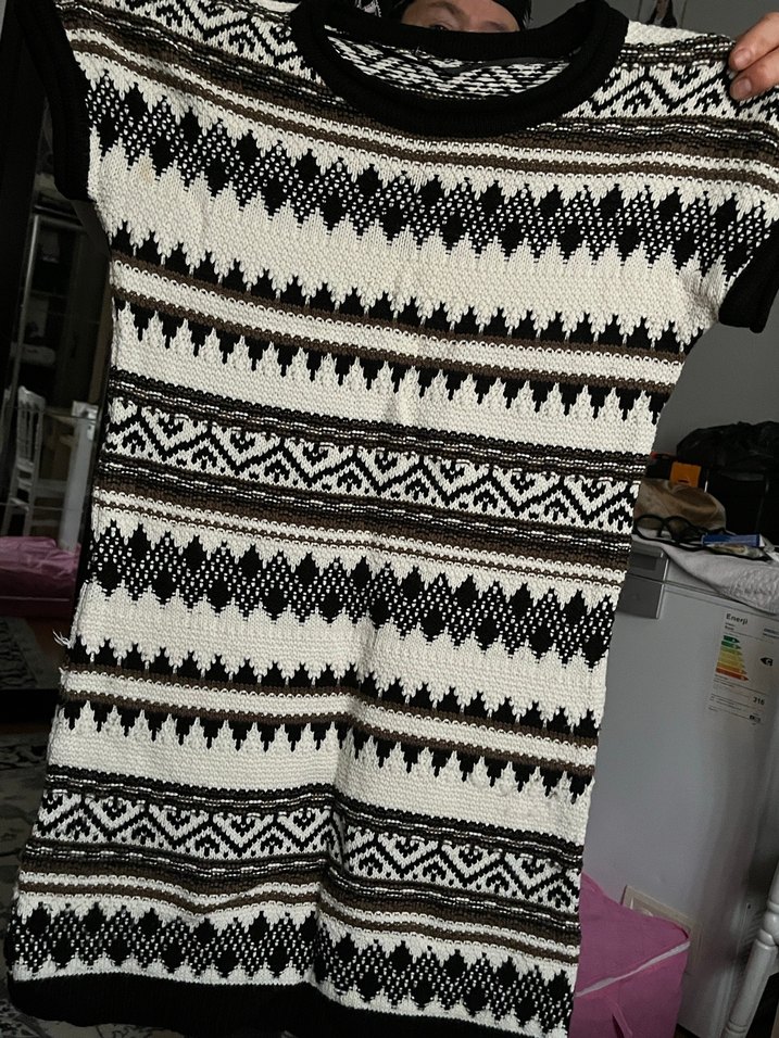 Desenli Bohem Kadın Triko Süveter - Görsel 2