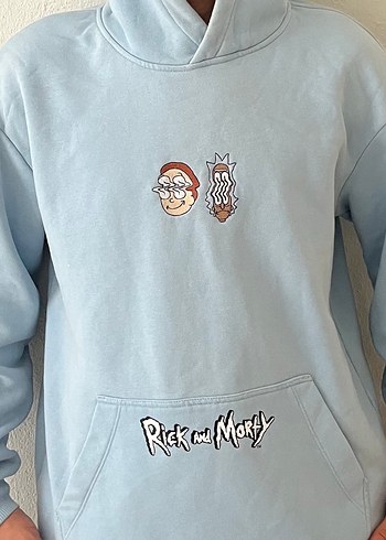 Rick and Morty Baskılı Gri UNİSEX Sweatshirt