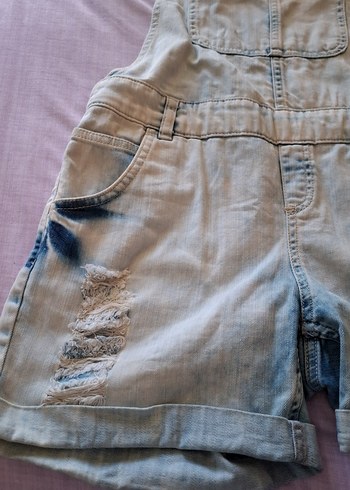 Mavi Bağlamalı Mini Kot Tulum - Görsel 3