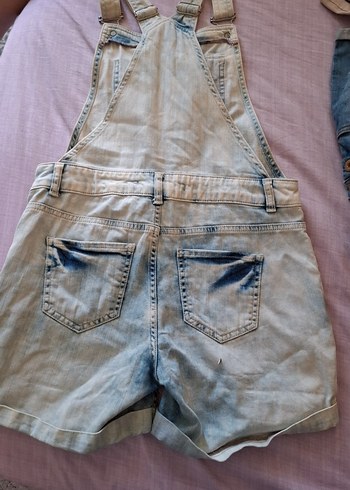 Mavi Bağlamalı Mini Kot Tulum - Görsel 5