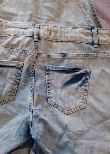 Mavi Bağlamalı Mini Kot Tulum - Görsel 7