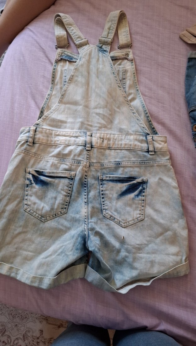 Mavi Bağlamalı Mini Kot Tulum - Görsel 5