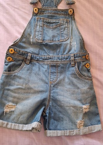 Kızlar için Geniş Kesim Kot Salopet - Görsel 3