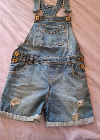 Kızlar için Geniş Kesim Kot Salopet - Görsel 2