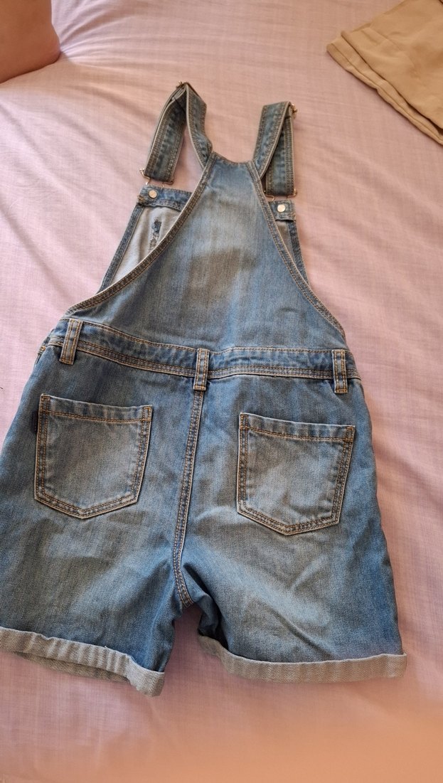 Kızlar için Geniş Kesim Kot Salopet - Görsel 4