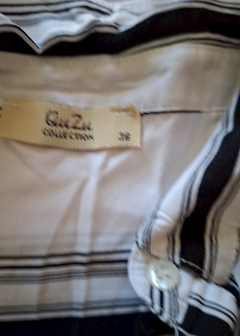 Gri Çizgili Kadın Uzun Kollu Gömlek - Görsel 6