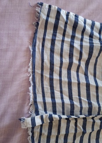 Düğmeli Kolsuz Gri Çizgili Keten Gömlek - Görsel 5