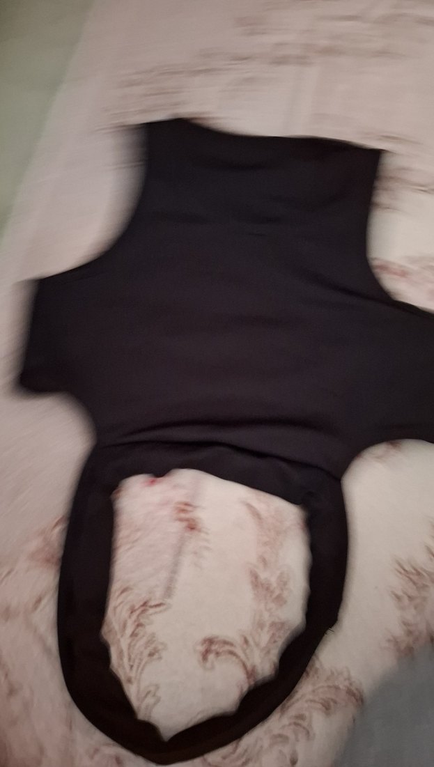 Siyah Kolsuz Mini Crop Top - Görsel 3