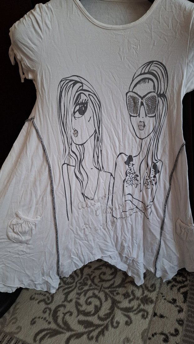 Beyaz Baskılı kısa kollu tişört - Görsel 3