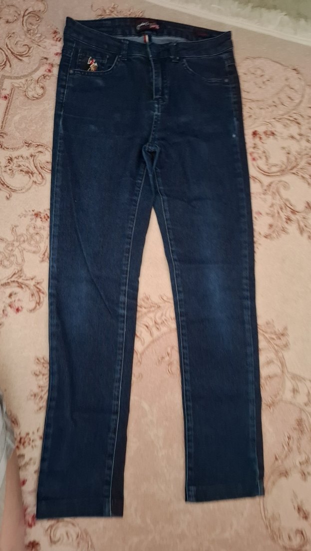 Koyu Mavi Kemerli Kız Denim Pantolon - Görsel 3