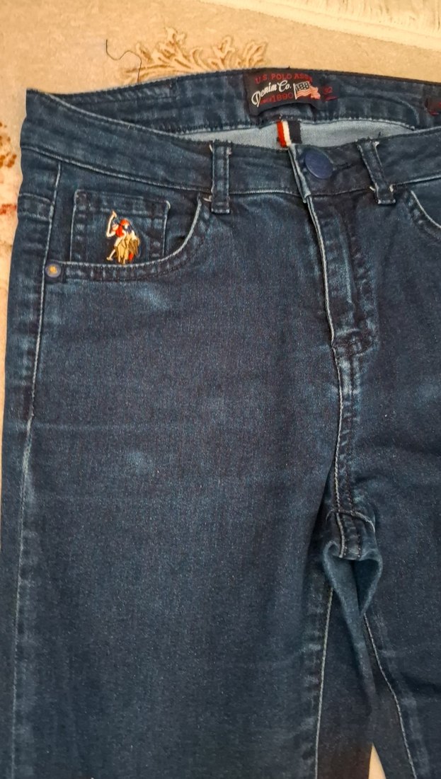 Koyu Mavi Kemerli Kız Denim Pantolon - Görsel 4