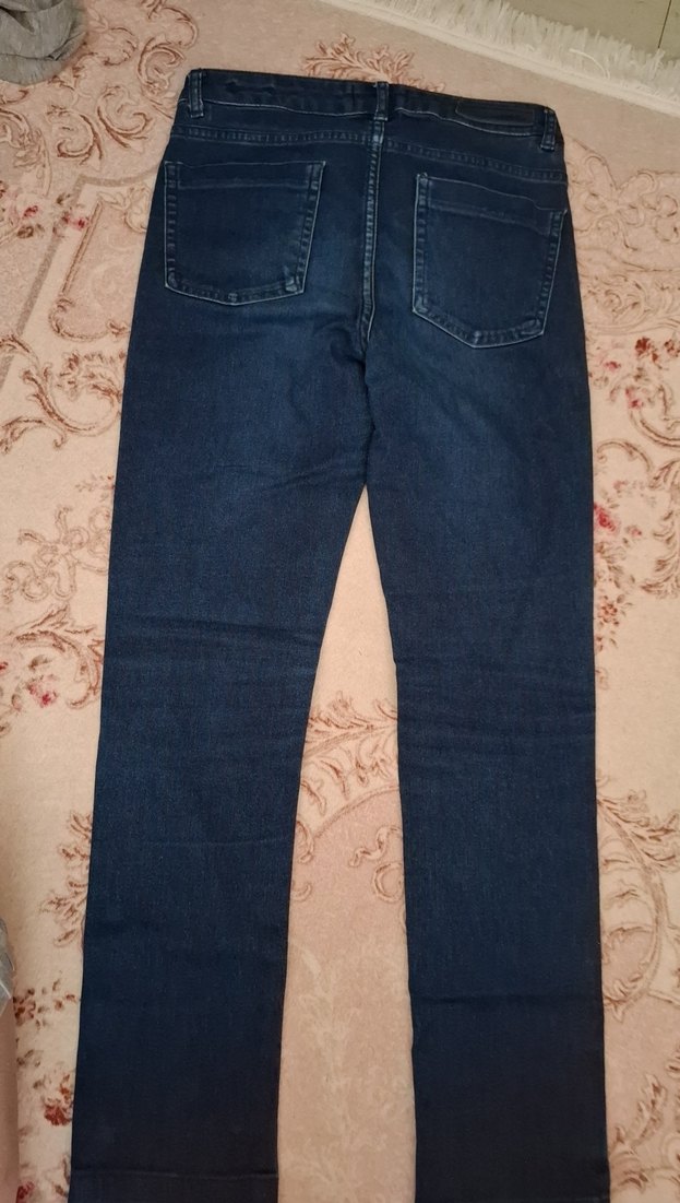 Koyu Mavi Kemerli Kız Denim Pantolon - Görsel 5