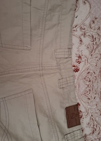 Bej Keten Bol Kesim Kadın Pantolon - Görsel 8