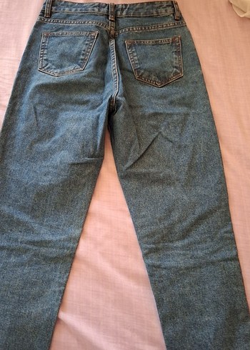 Kadın Mavi Rahat Kesim Denim Pantolon - Görsel 7