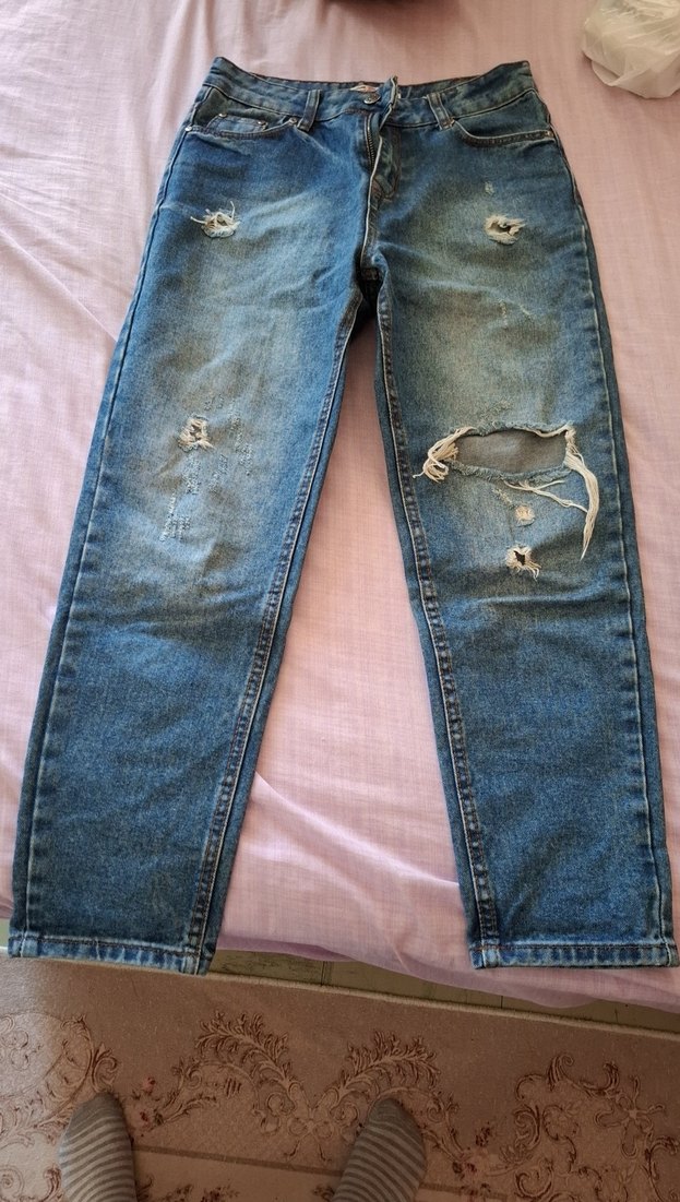 Kadın Mavi Rahat Kesim Denim Pantolon - Görsel 2