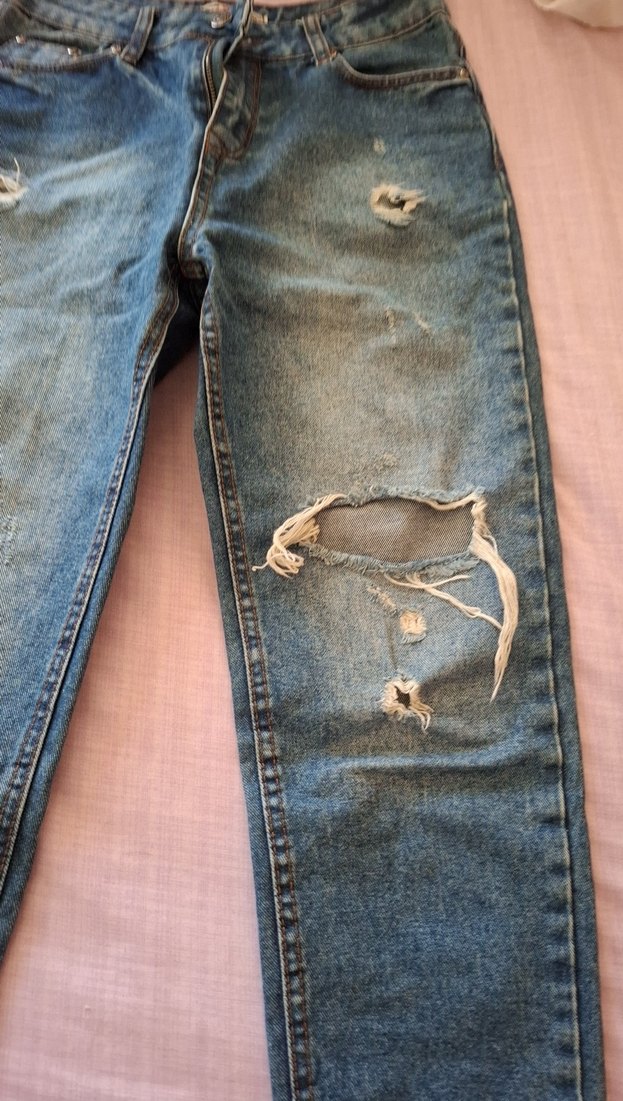 Kadın Mavi Rahat Kesim Denim Pantolon - Görsel 4