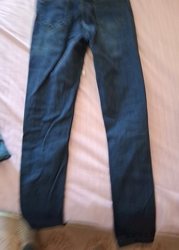 Kadın Mavi Sade Dar Kesim Midi Kot Pantolon - Görsel 6