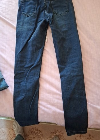 Kadın Mavi Sade Dar Kesim Midi Kot Pantolon - Görsel 5