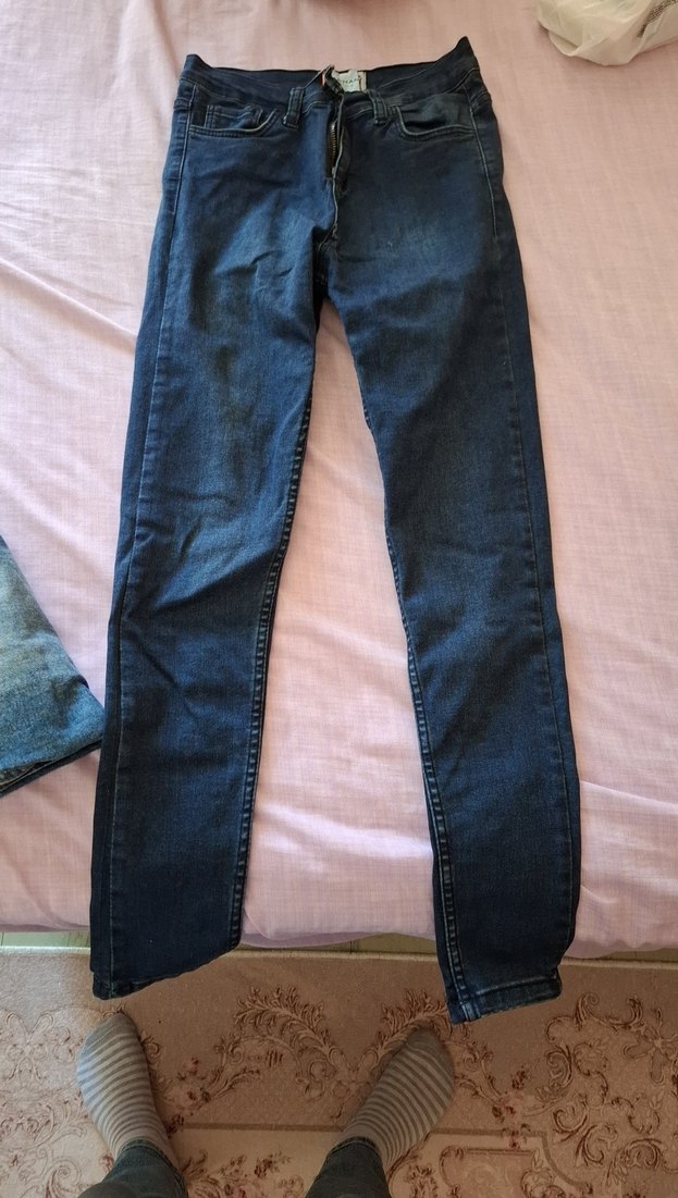 Kadın Mavi Sade Dar Kesim Midi Kot Pantolon - Görsel 2