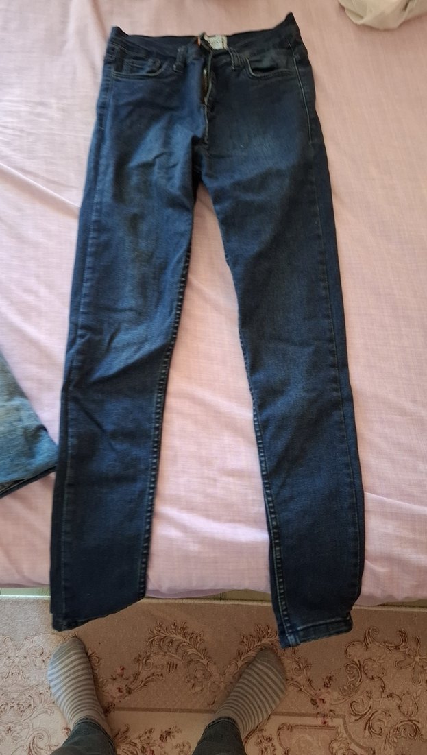 Kadın Mavi Sade Dar Kesim Midi Kot Pantolon - Görsel 3