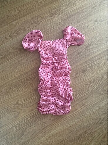 Trendyol & Milla Pembe Balon Kollu Puantiyeli Elbise